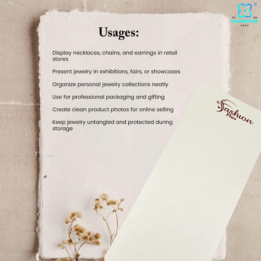 Elegant Necklace & Jewellery Display Cards for Packaging