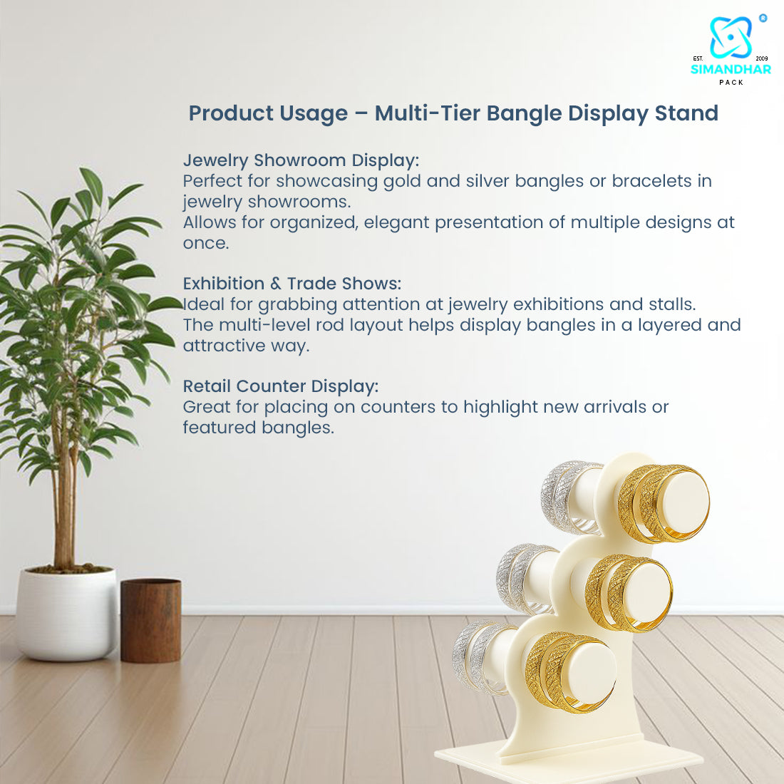 white Plastic 3 Roll Jewelry Bangle Display Stand Holder For Jewelry Storage And Jewelry Shop