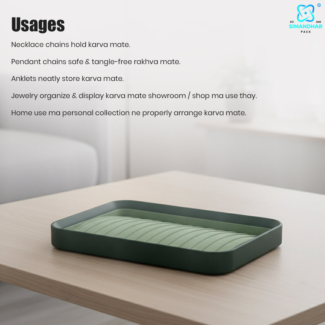 Chain Pendant Jewellery Tray – Elegant Display Organizer with Soft Velvet Lining