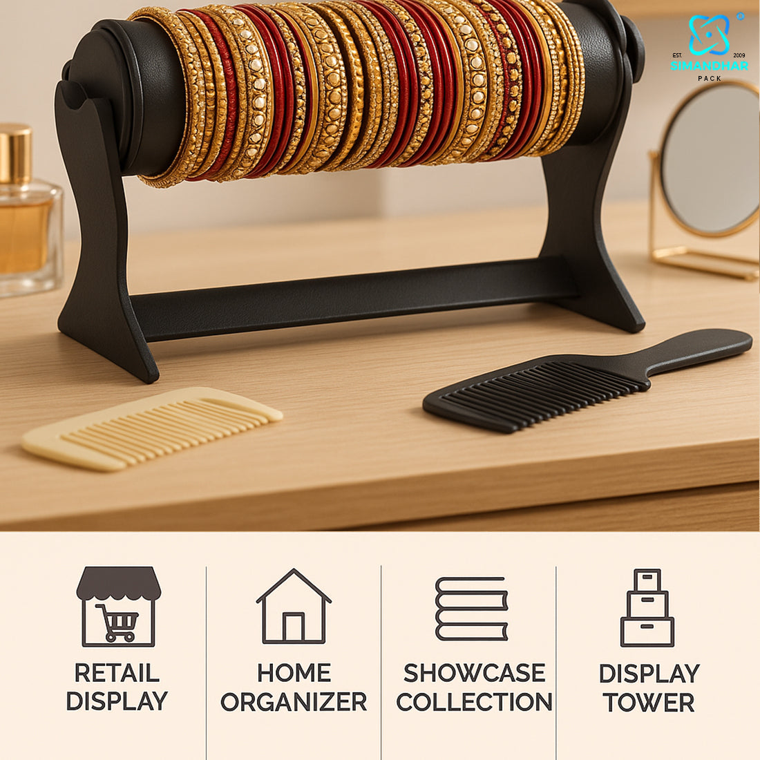 1 Roll white , Black Bangle Display Stand for Shop & Home – Jewelry Organizer Holder