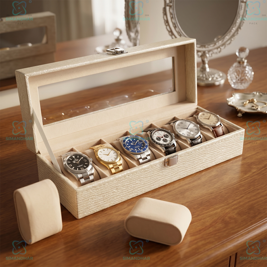 Portable 6 Slot Watch Collection Box for Watches & Bracelets