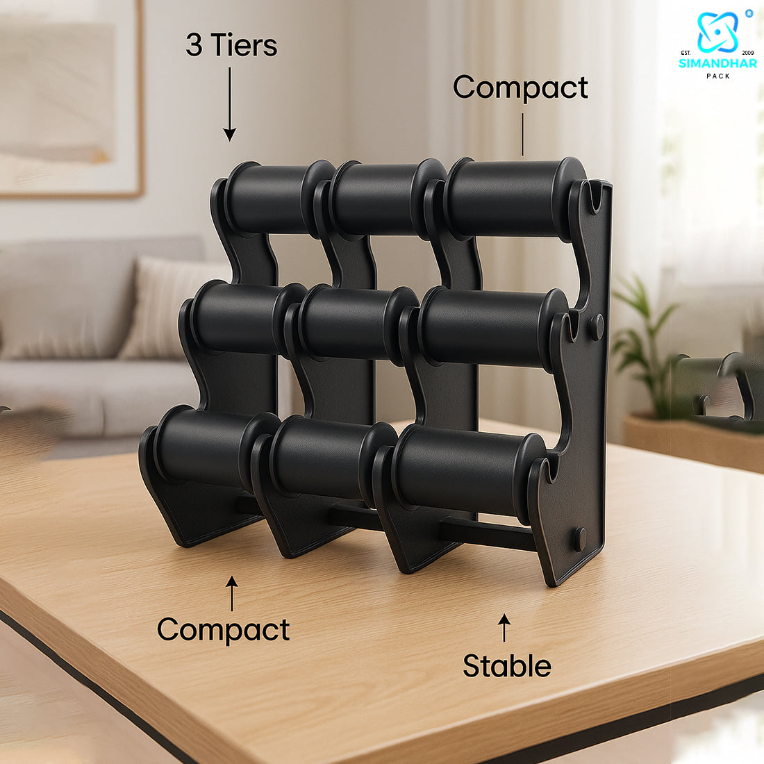 white , black Plastic 3 Roll Jewelry Bangle Display Stand Holder For Jewelry Storage And Jewelry Shop
