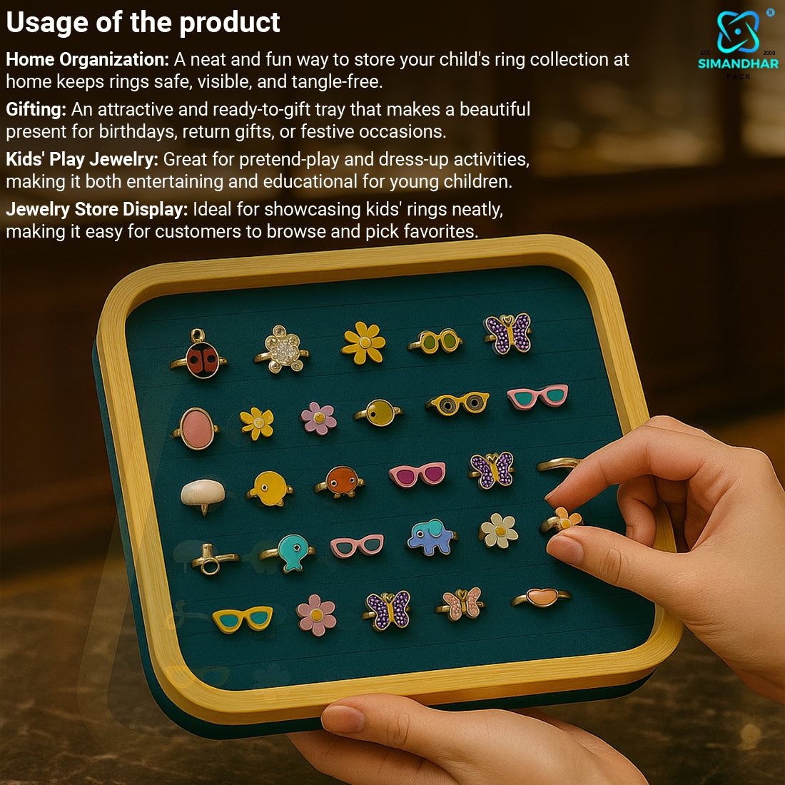 Luxury Square Velvet Ring Display Tray for Stylish Storage
