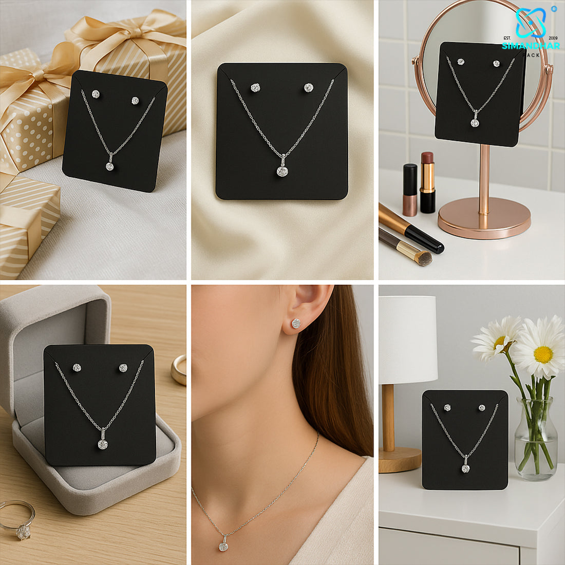 Fashion Jewellery Set Card in Black for Elegant Packaging