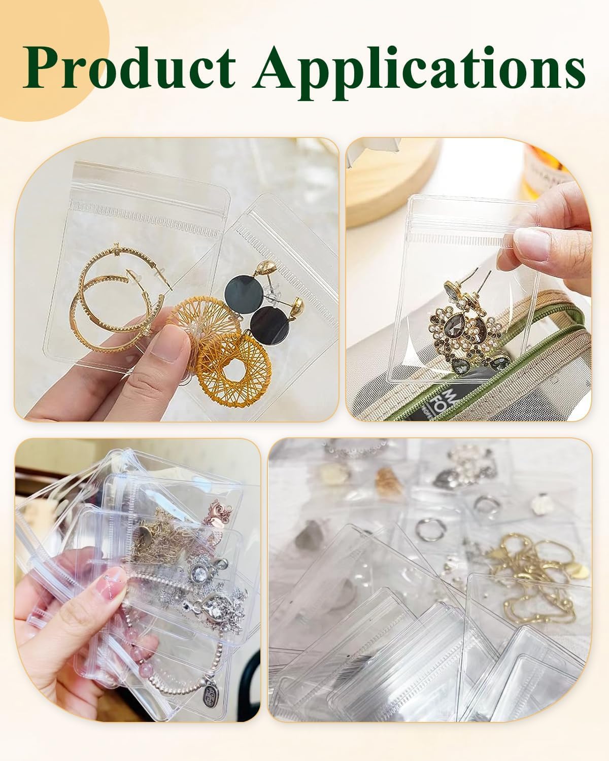36Pcs PVC Jewelry Pouches Clear Zipper Bags Mini Transparent Plastic Portable Dustproof Bracelet Storage Bag Anti Oxidizing Earrings for Storage Jewelry Packing Bags