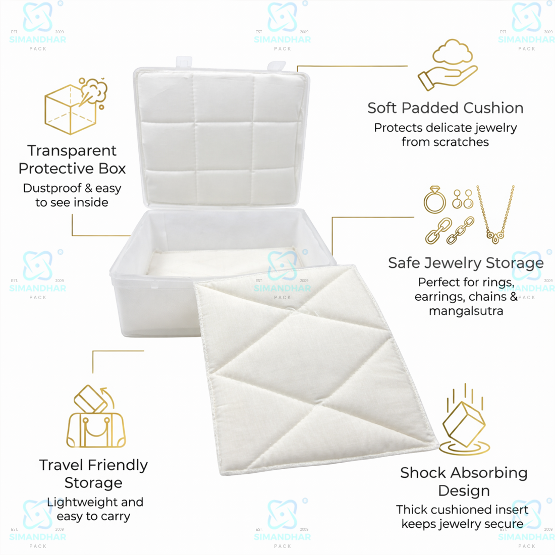 Compact Plastic Jewellery Organizer with Cushion Cotton Padding – Anti Tarnish Storage Box