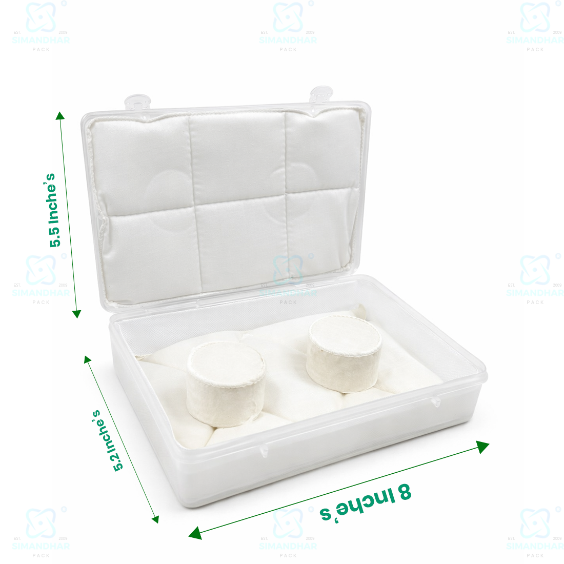 Transparent Plastic Jewellery Storage Box with Soft White Cushion Cotton Padding for Protection