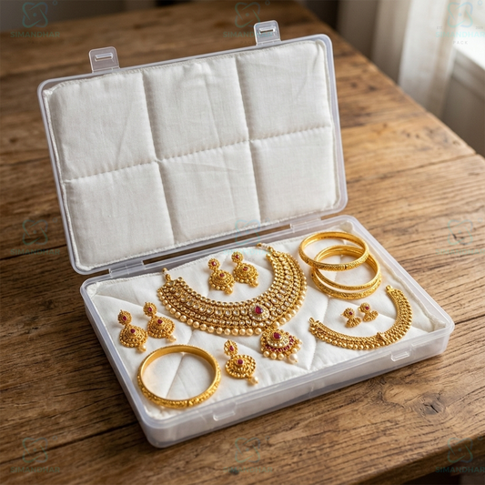 Multipurpose Plastic Jewellery Box with White Cushion Cotton Padding for Rings, Chains & Earrings