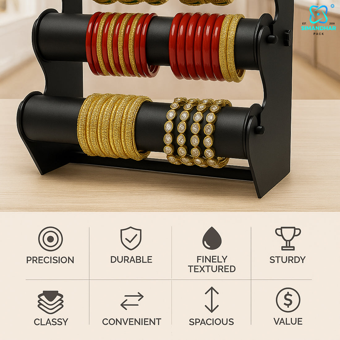 Black Plastic 3 Roll Jewelry Bangle Display Stand Holder For Jewelry Storage And Jewelry Shop
