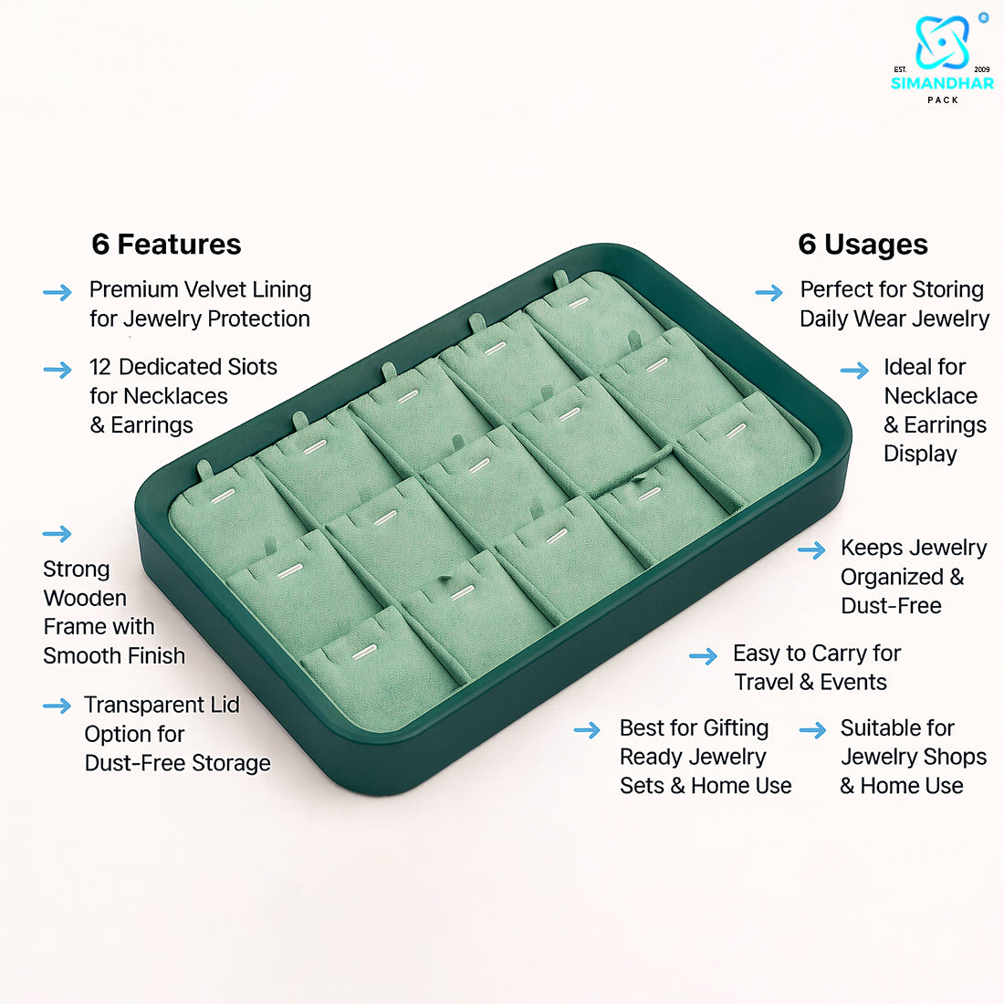 Premium Green Pendant Chain for Jewellery Tray & Necklace Storage