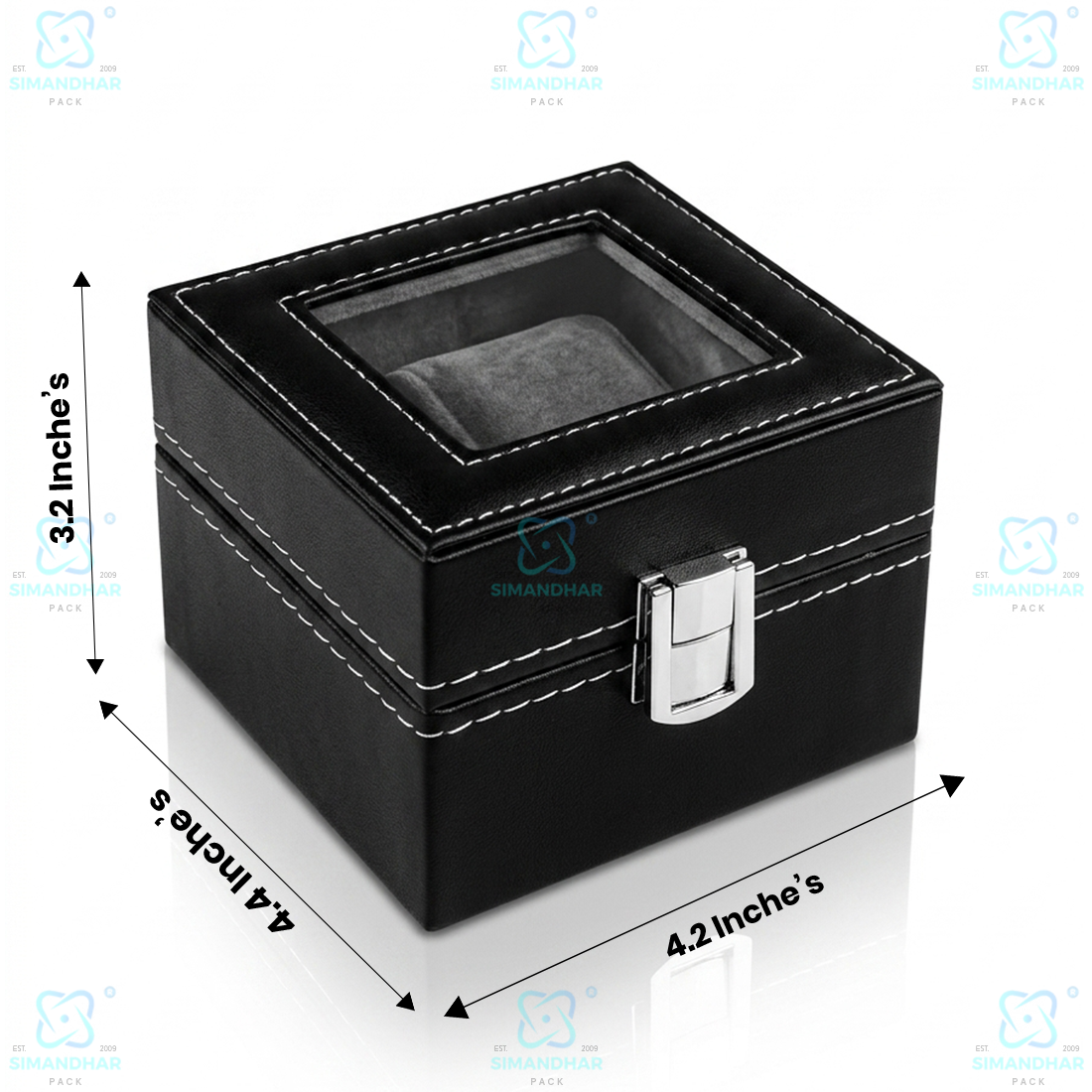 Designer 2 Slots Leather Watch Box for Gift & Collection – Velvet Interior Case