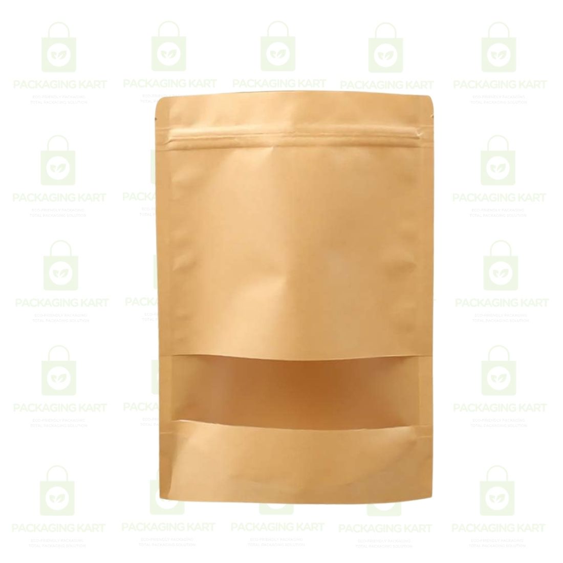 Brown Kraft Paper Zip lock Stand Up Pouches Food Grade Storage Bags with Transparent Window | Airtight Reusable for Dry Fruits, Snacks, Spices