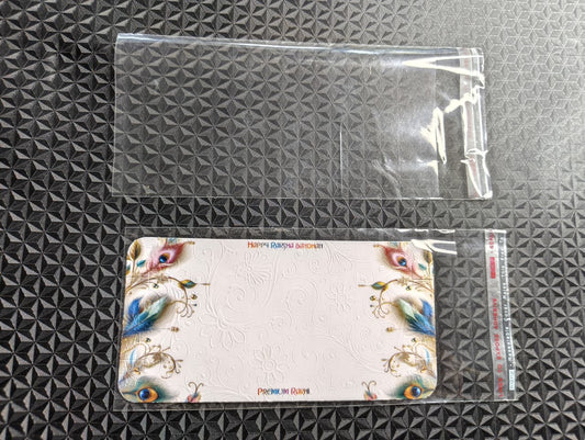 Designer Couple Rakhi Packaging Card with Clear Poly Bag for Festive Gifting