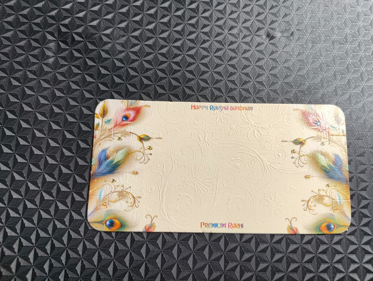 Designer Couple Rakhi Packaging Card with Clear Poly Bag for Festive Gifting