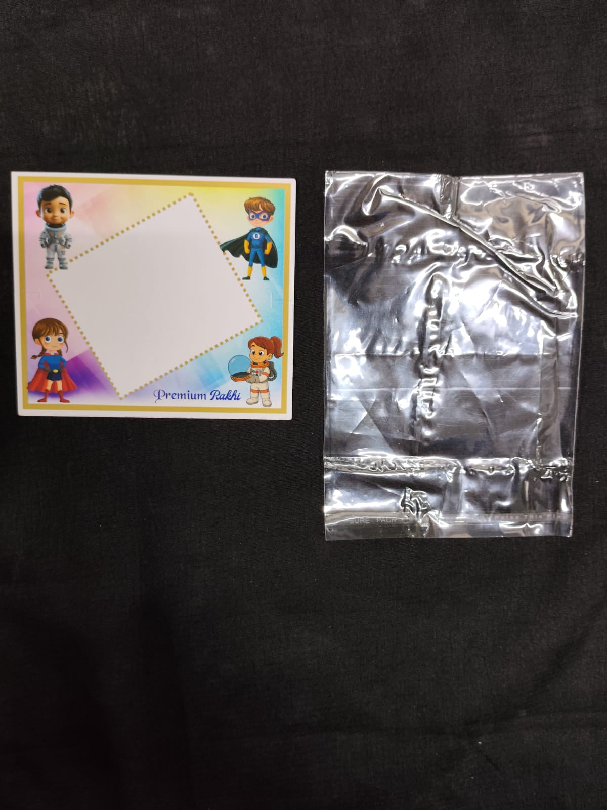 Fancy Kids Rakhi Card with Cartoon Print | Rakhi Gift Packaging Card