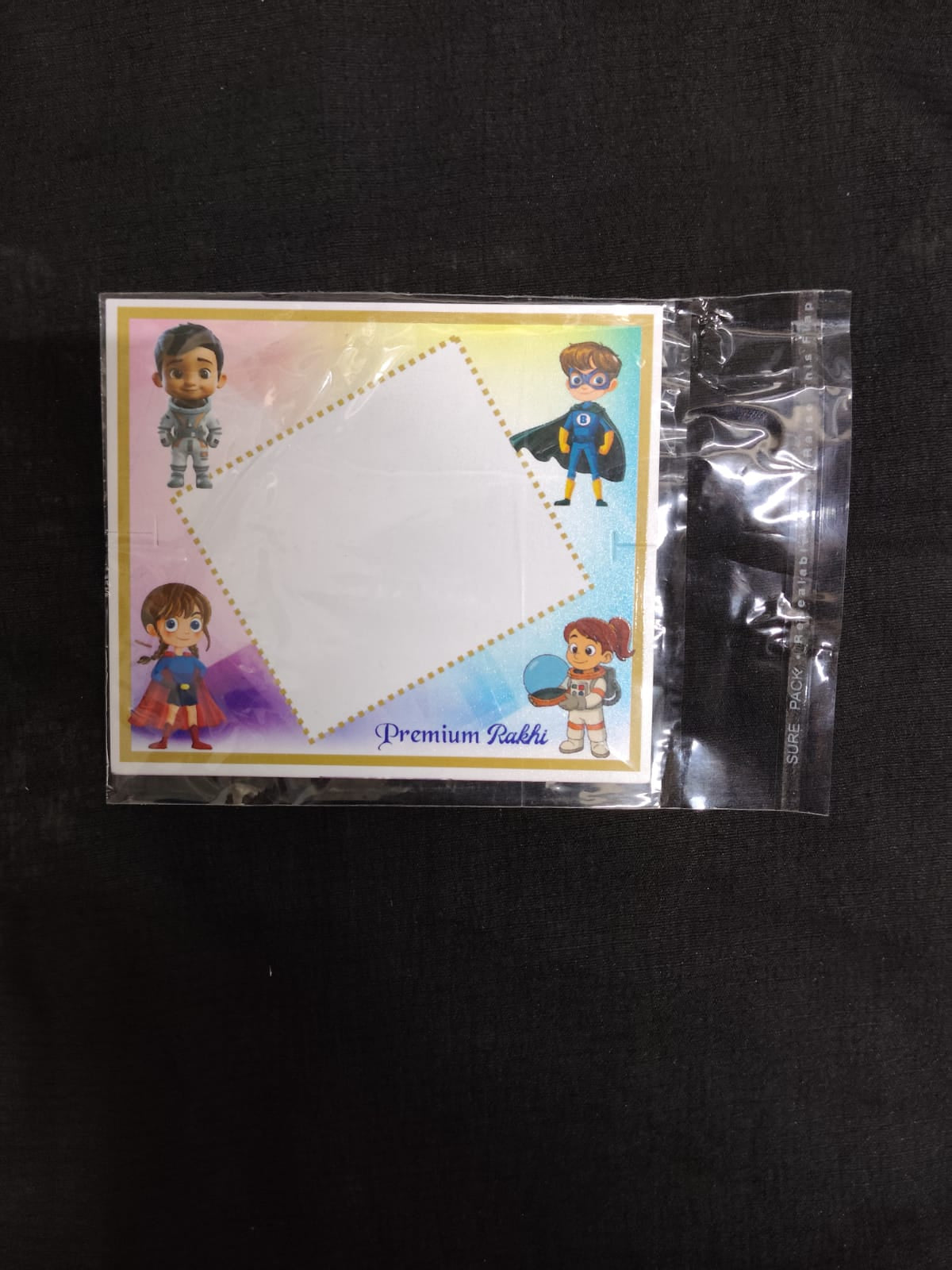 Fancy Kids Rakhi Card with Cartoon Print | Rakhi Gift Packaging Card